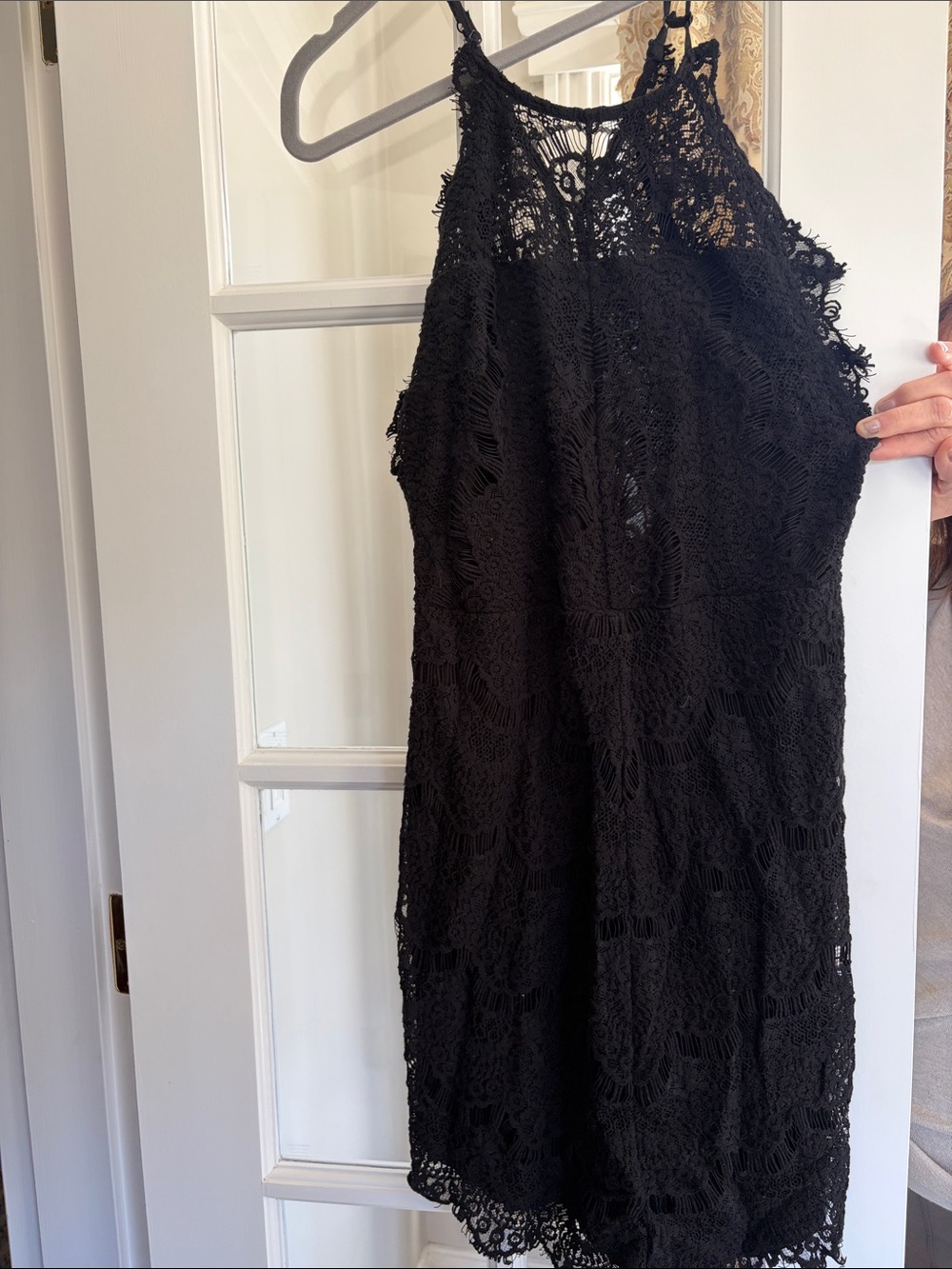 Free People Black Crochet Lace Halter Dress